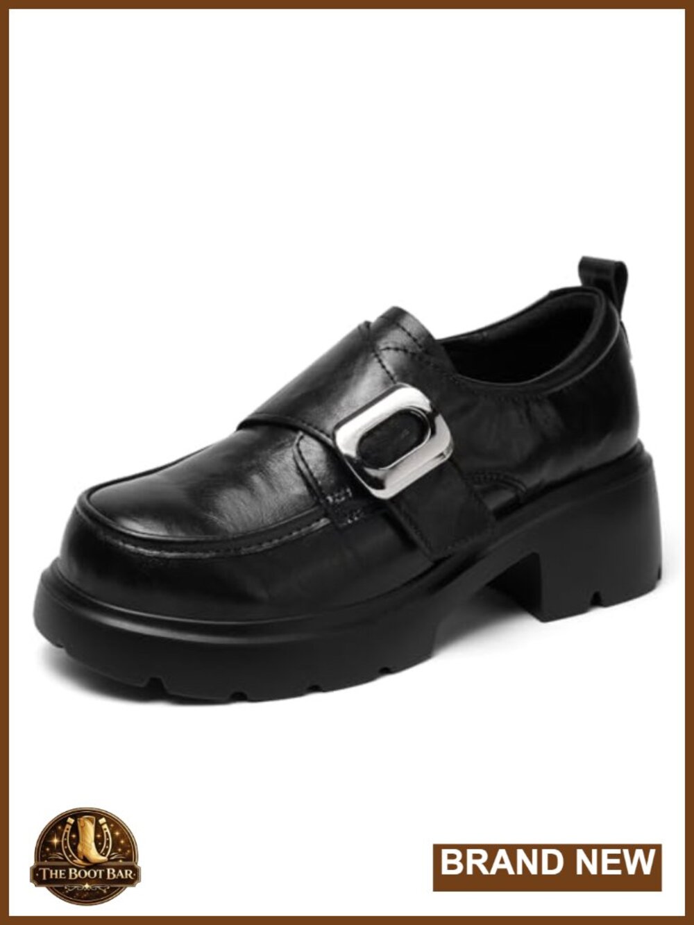 Women's Platform Loafers Leather Chunky Business Casual Shoes
